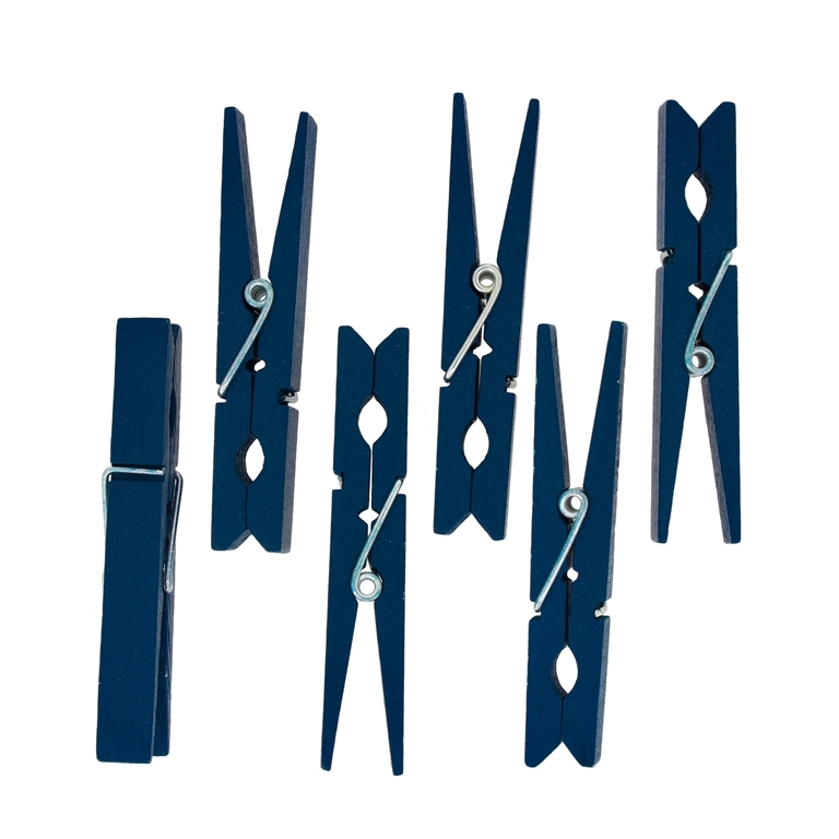 WOODEN FIGURES - CLOTHESPIN - 74х13х10mm BLUE (DARK) 06 - PACKAGE 50pcs.