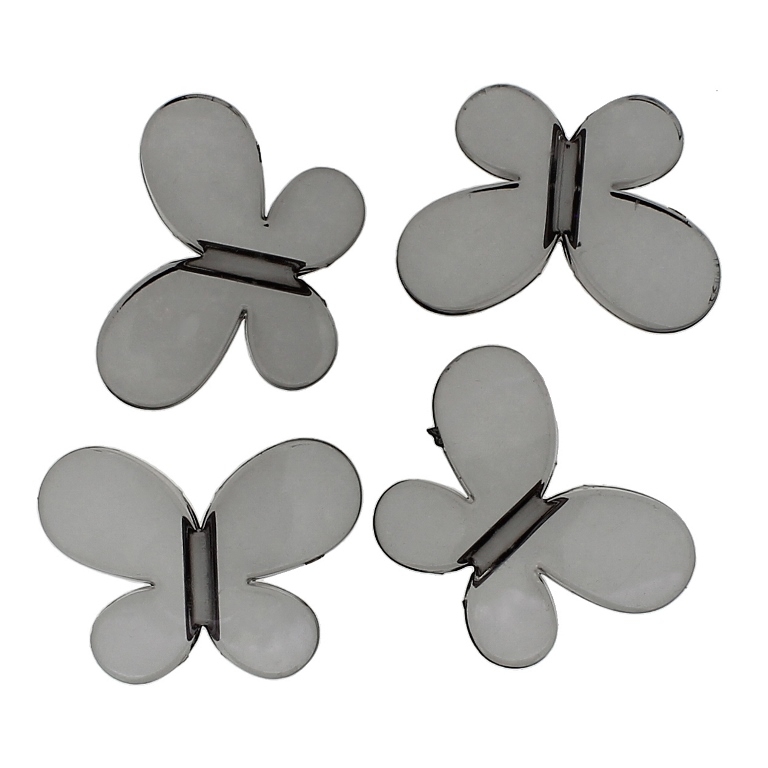 TRANSPARENT PLASTIC BEADS - BUTTERFLY 01 - SMOOTH 21x29x6mm GRAY V70 - 50g Hole-3.0mm (26pcs.)