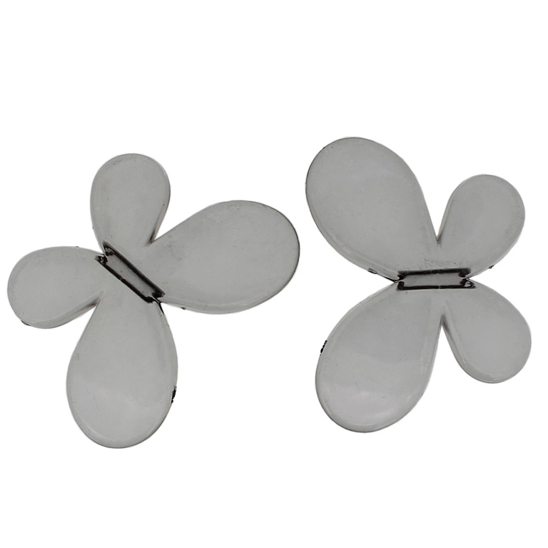 TRANSPARENT PLASTIC BEADS - BUTTERFLY 01 - SMOOTH 33x46x8mm GRAY V70 - 50g Hole-3.5mm (6pcs.)