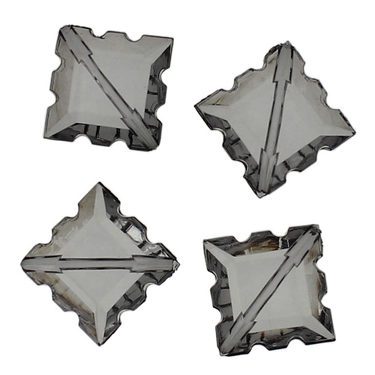 TRANSPARENT PLASTIC BEADS - TILE RELIEF - 22x16x7mm GRAY V70 - PACKAGE 500g Hole-1.5mm (350pcs.)