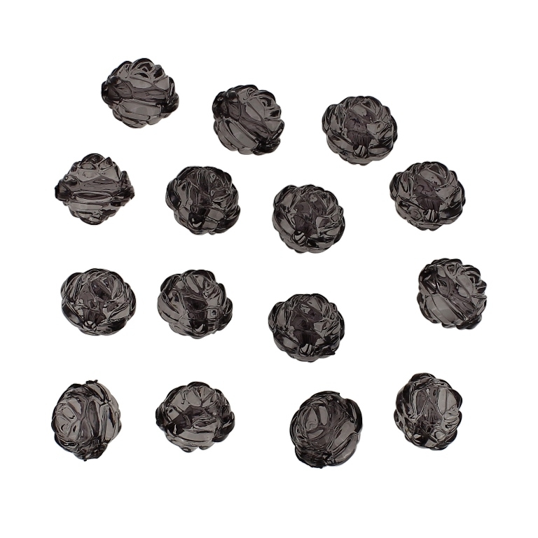 TRANSPARENT PLASTIC BEADS - BALL ROSE - 13mm GRAY V70 - 50g Hole-2.5mm (53pcs.)