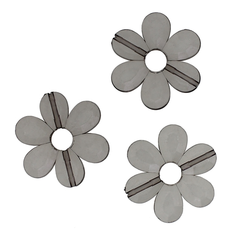 TRANSPARENT PLASTIC BEADS - FLOWER 04 FACETED - INNER HOLE 7.5mm - 33x4mm GRAY V70 - PACKAGE 500g Hole-1.8mm (220pcs.)