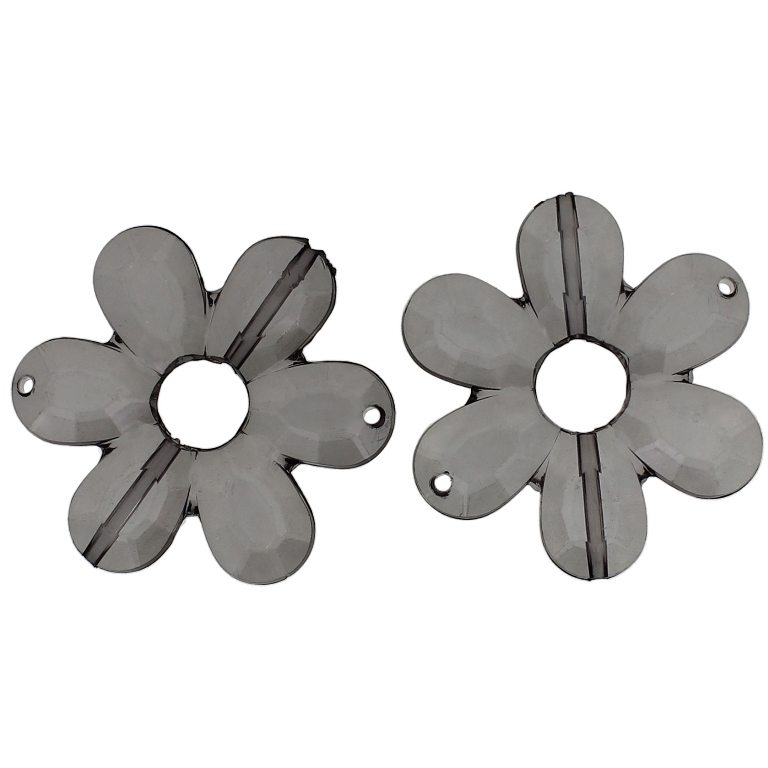 TRANSPARENT PLASTIC BEADS - FLOWER 04 FACETED - INNER HOLE 10.5mm - 45x6mm GRAY V70 - 50g Hole-2.0mm (9pcs.)