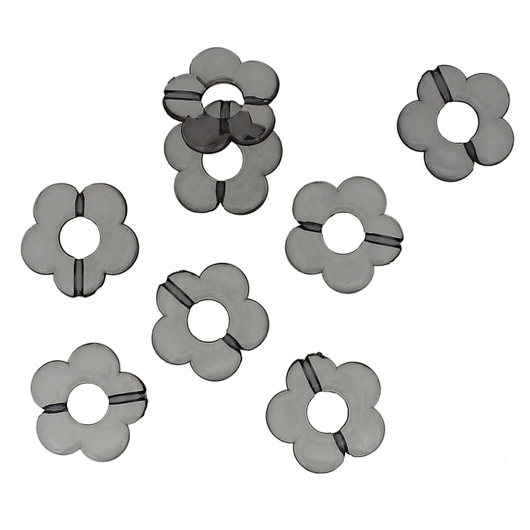 TRANSPARENT PLASTIC BEADS - FLOWER 06 - INNER HOLE 7.0mm - 19x3.5mm GRAY V70 - PACKAGE 500g Hole-1.8mm (610pcs.)