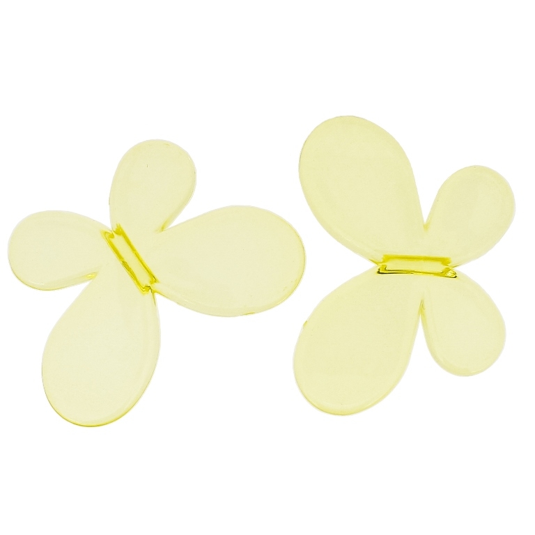 TRANSPARENT PLASTIC BEADS - BUTTERFLY 01 - SMOOTH 33x46x8mm YELLOW (LIGHT) V20 - 50g Hole-3.5mm (6pcs.)