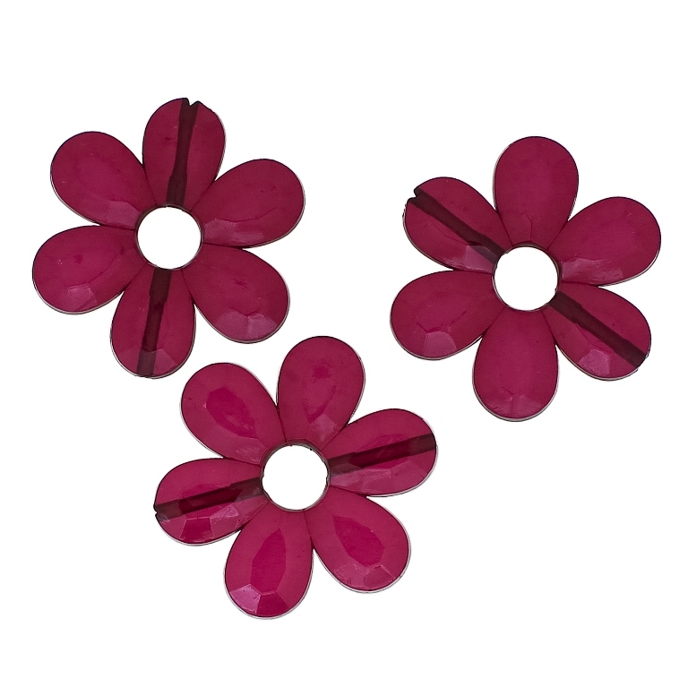 TRANSPARENT PLASTIC BEADS - FLOWER 04 FACETED - INNER HOLE 7.5mm - 33x4mm BORDEAUX V66 - 50g Hole-1.8mm (23pcs.)