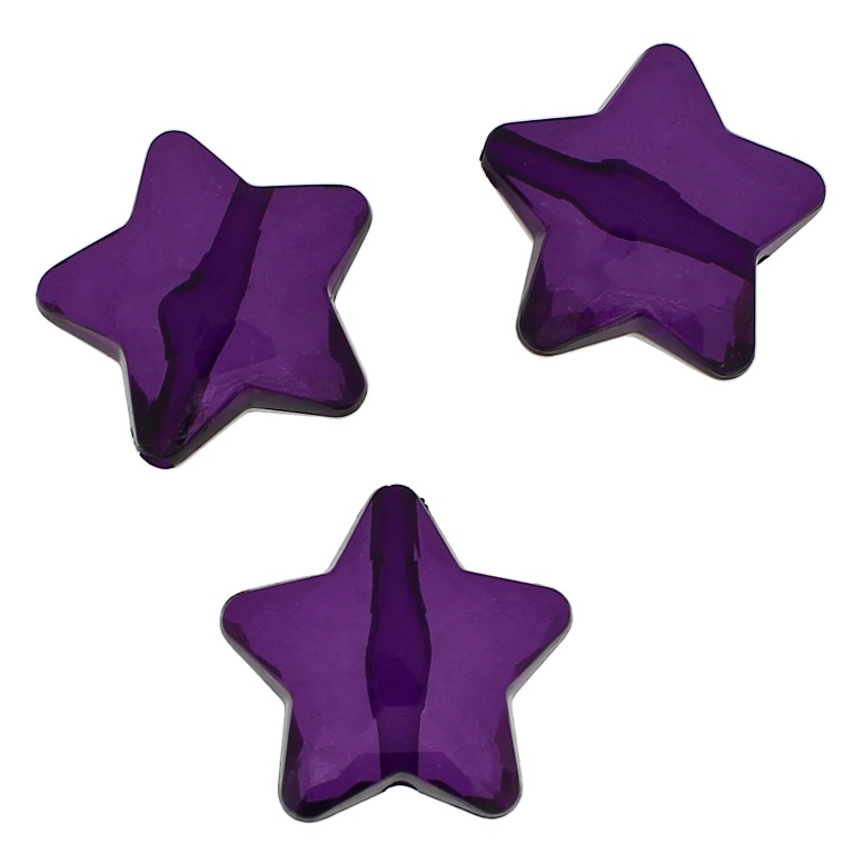 TRANSPARENT PLASTIC BEADS - STAR 04 FACETED - 28x27x13mm VIOLET (DARK) V54 - 50g Hole-3.0mm (11pcs.)