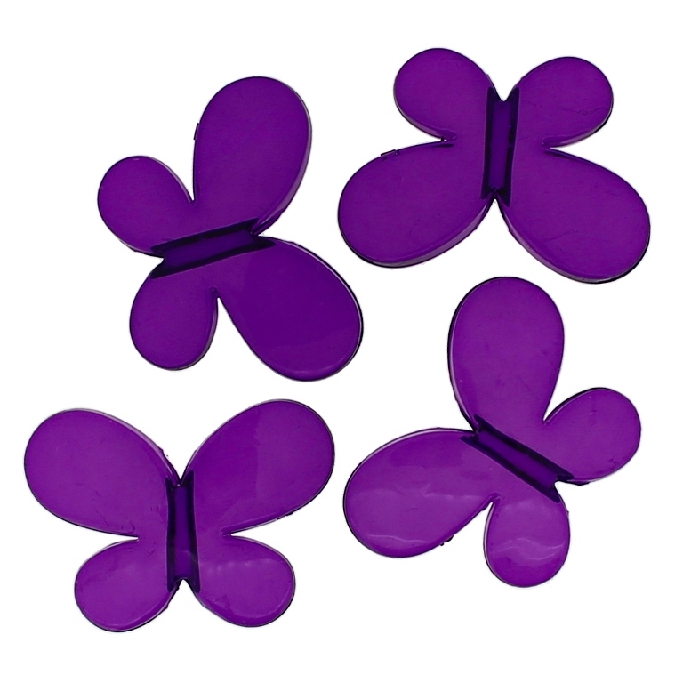 TRANSPARENT PLASTIC BEADS - BUTTERFLY 01 - SMOOTH 21x29x6mm VIOLET (DARK) V54 - 50g Hole-3.0mm (26pcs.)