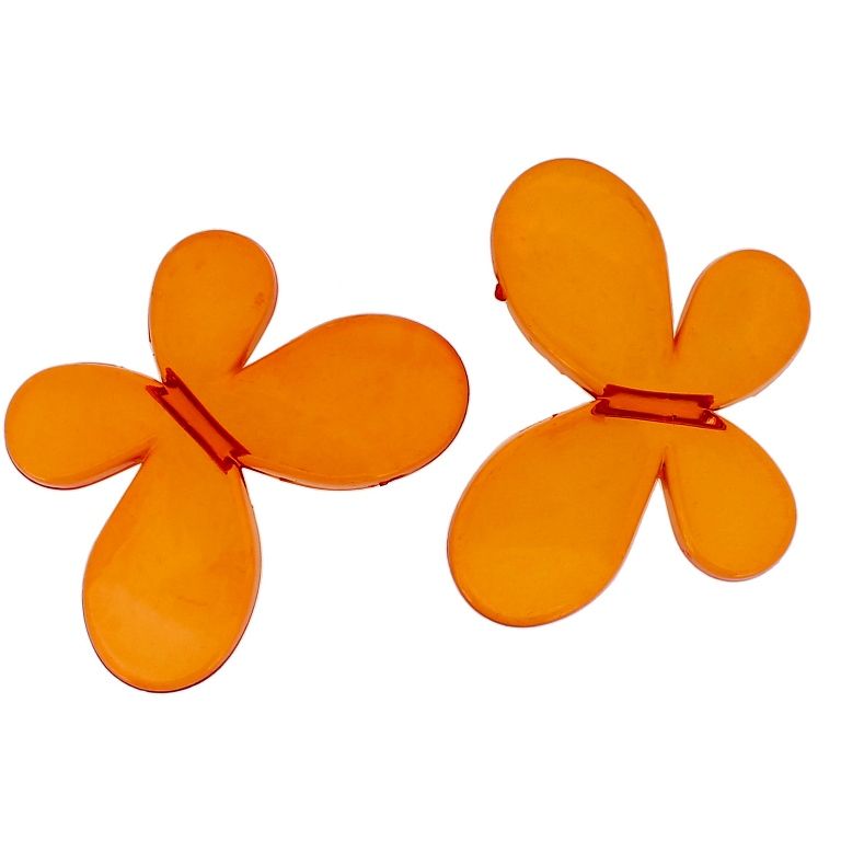 TRANSPARENT PLASTIC BEADS - BUTTERFLY 01 - SMOOTH 33x46x8mm ORANGE (DARK) V28 - PACKAGE 500g Hole-3.5mm (65pcs.)