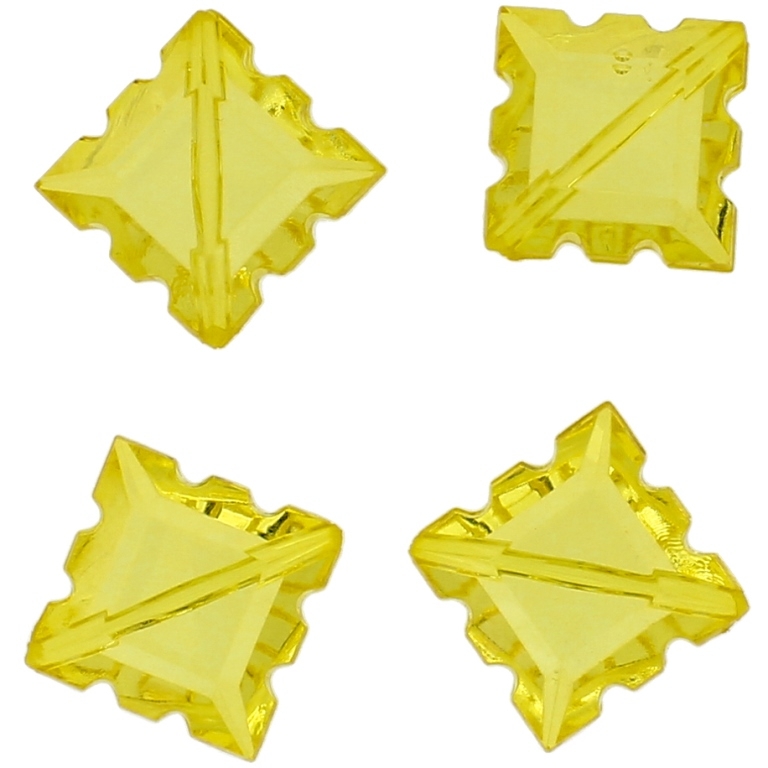 TRANSPARENT PLASTIC BEADS - TILE RELIEF - 22x16x7mm YELLOW V22 - 50g Hole-1.5mm (35pcs.)