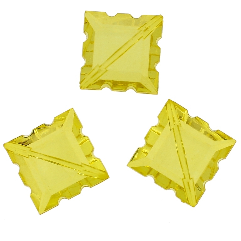 TRANSPARENT PLASTIC BEADS - TILE RELIEF - 33x24x11mm YELLOW V22 - 50g Hole-2.8mm (9pcs.)