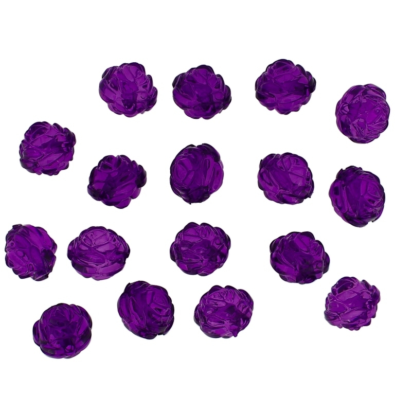 TRANSPARENT PLASTIC BEADS - BALL ROSE - 13mm VIOLET (DARK) V54 - 50g Hole-2.5mm (53pcs.)