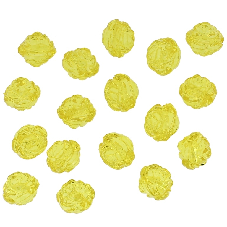 TRANSPARENT PLASTIC BEADS - BALL ROSE - 13mm YELLOW V22 - PACKAGE 500g Hole-2.5mm (525pcs.)