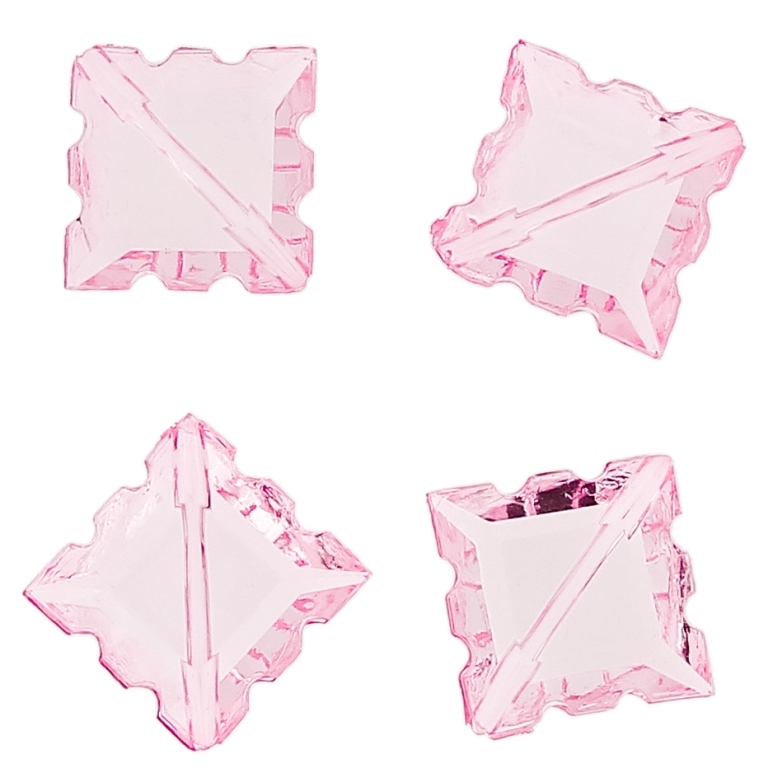 TRANSPARENT PLASTIC BEADS - TILE RELIEF - 22x16x7mm PINK V04 - PACKAGE 500g Hole-1.5mm (350pcs.)