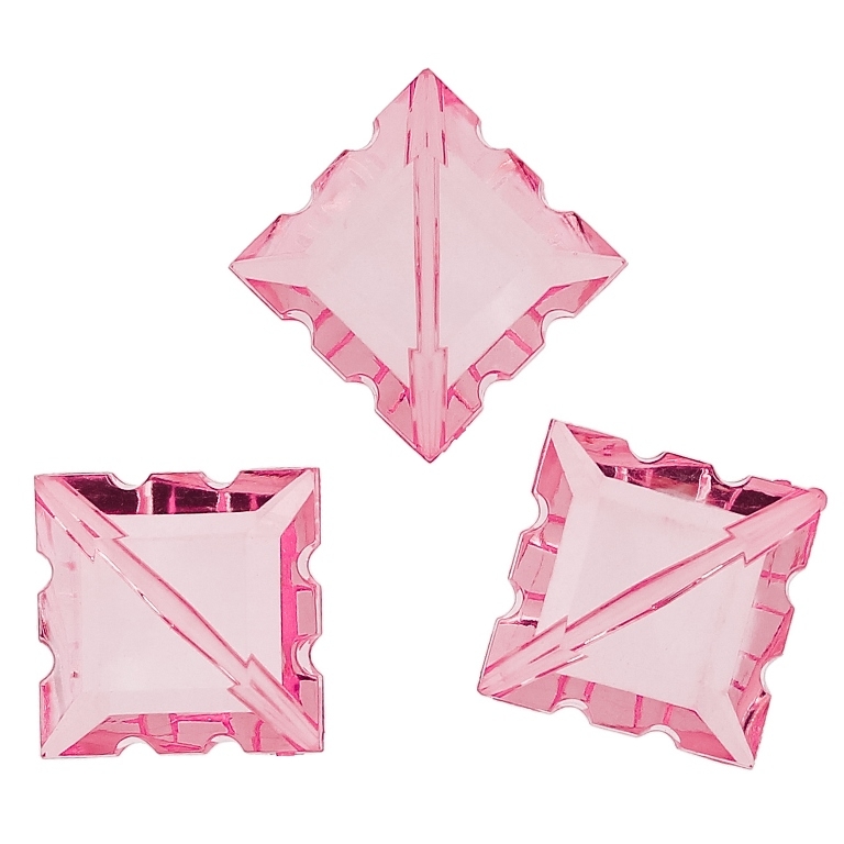 TRANSPARENT PLASTIC BEADS - TILE RELIEF - 33x24x11mm PINK (DARK) V05 - PACKAGE 500g Hole-2.8mm (95pcs.)