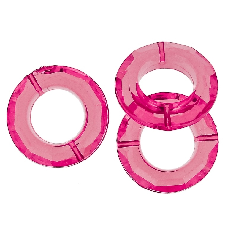 TRANSPARENT PLASTIC BEADS - RING FACETED 01 - INNER HOLE 16mm - 30x8mm PINK (DARK) V05 - PACKAGE 500g Hole-1.8mm (150pcs.)