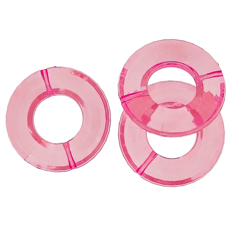 TRANSPARENT PLASTIC BEADS - RING FACETED 02 - INNER HOLE 16mm - 34x7mm PINK (DARK) V05 - 50g Hole-2.0mm (10pcs.)