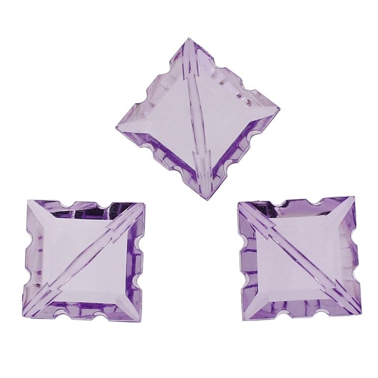 TRANSPARENT PLASTIC BEADS - TILE RELIEF - 33x24x11mm PURPLE (LIGHT) V49 - 50g Hole-2.8mm (9pcs.)