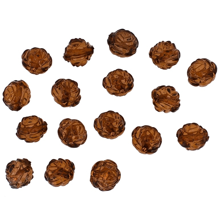 TRANSPARENT PLASTIC BEADS - BALL ROSE - 13mm BROWN 02 V59 - 50g Hole-2.5mm (53pcs.)