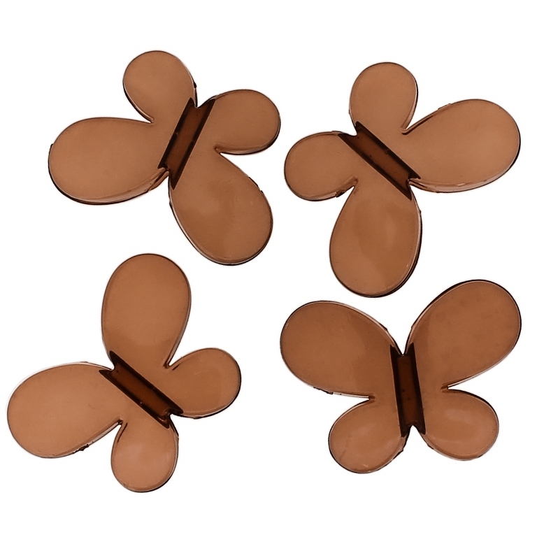 TRANSPARENT PLASTIC BEADS - BUTTERFLY 01 - SMOOTH 21x29x6mm BROWN V63 - PACKAGE 500g Hole-3.0mm (255pcs.)