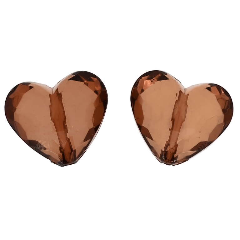 TRANSPARENT PLASTIC BEADS - HEART 06 FACETED - 25x29x16mm BROWN V63 - 50g Hole-2.8mm (8pcs.)