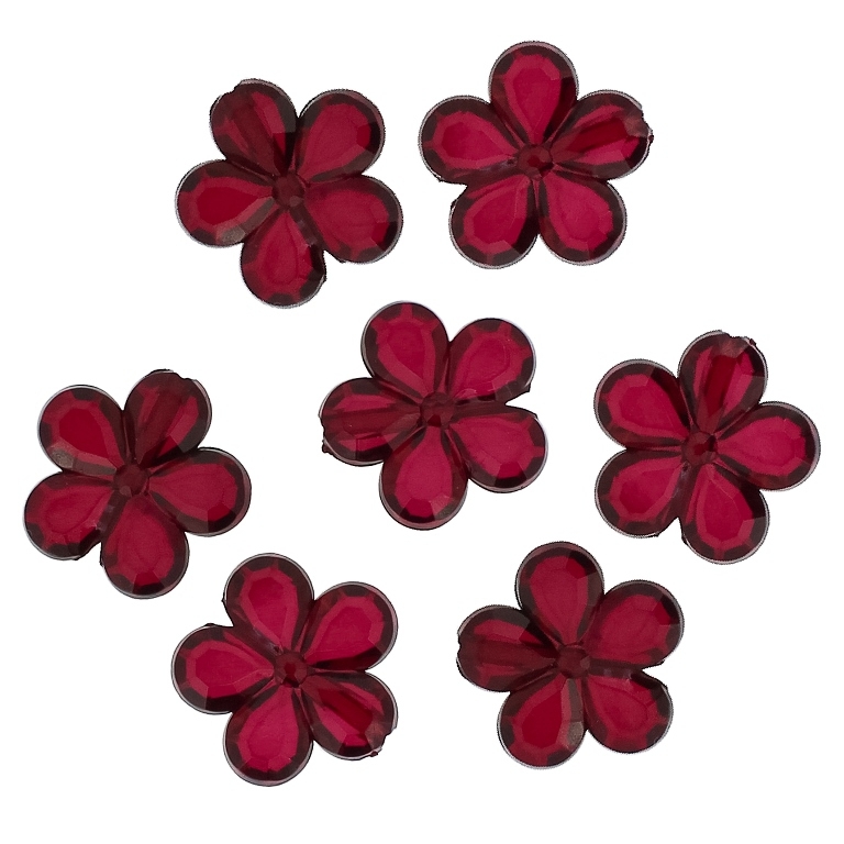 TRANSPARENT PLASTIC BEADS - FLOWER 03 FACETED - 20x5mm BORDEAUX V66 - PACKAGE 500g Hole-2.0mm (500pcs.)