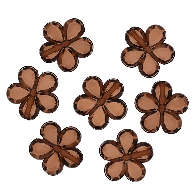 TRANSPARENT PLASTIC BEADS - FLOWER 03 FACETED - 20x5mm BROWN V63 - 50g Hole-2.0mm (50pcs.)