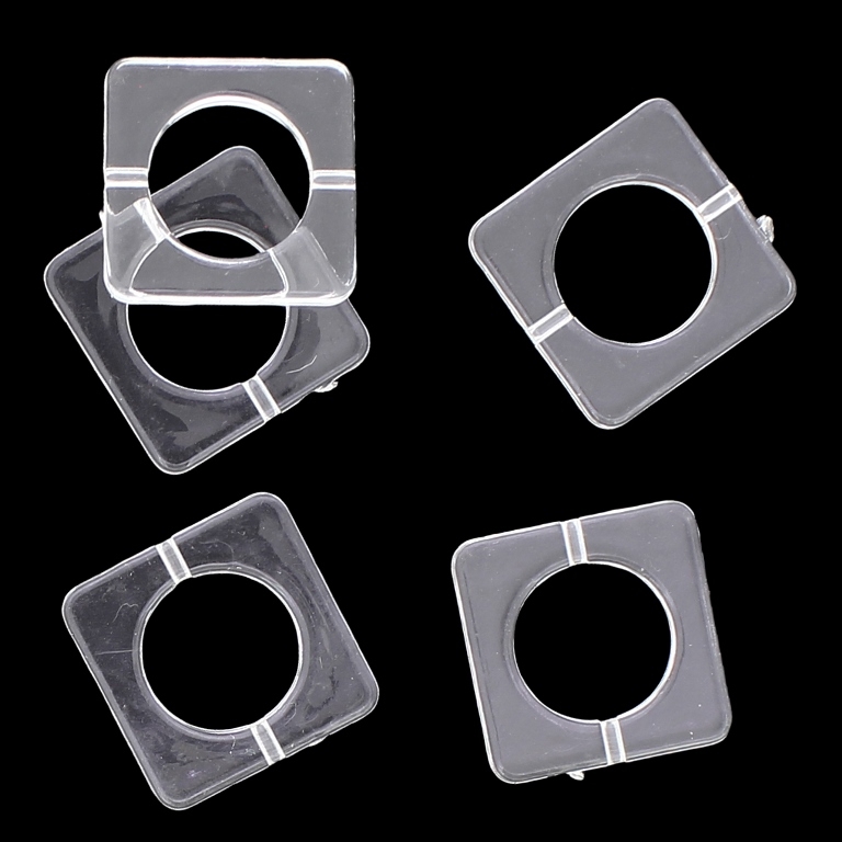 TRANSPARENT PLASTIC BEADS - SQUARE CONTOUR - INNER HOLE 13mm - 21x21x3mm WHITE V01 - PACKAGE 500g Hole-1.5mm (510pcs.)