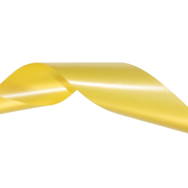 DECORATIVE RIBBON FOR FLOWERS AND PACKAGING - PVC - MONOCHROME - 5.0cm YELLOW 015А - PACKAGE 4x12meters