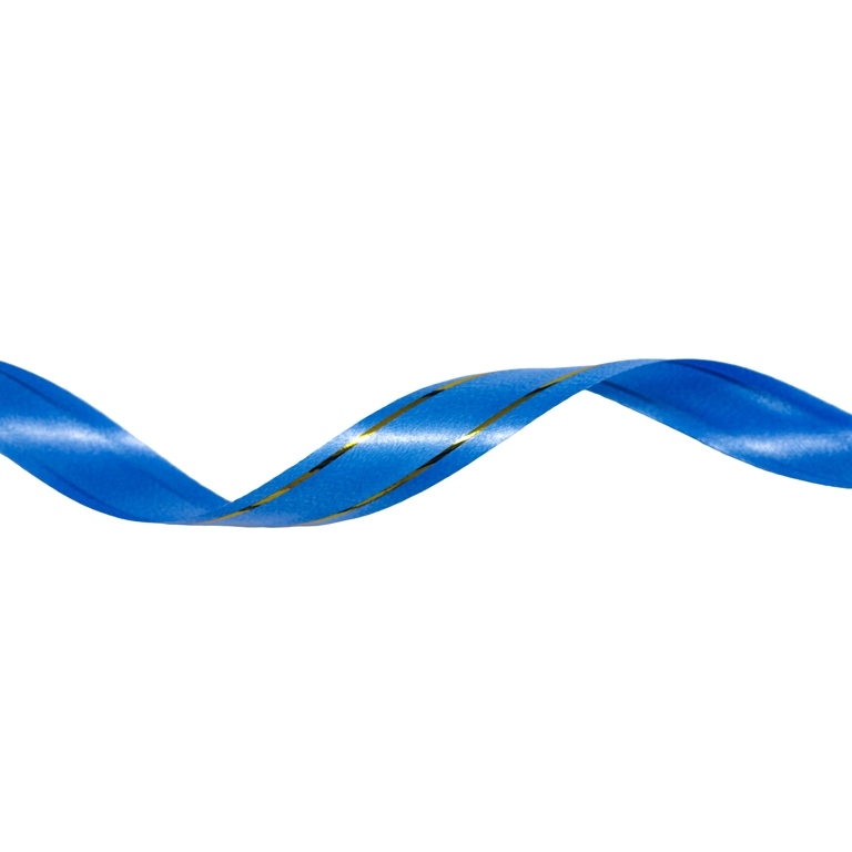 ДЕКОРАТИВНА ЛЕНТА ЗА ЦВЕТЯ И ОПАКОВКА - PVC - ЕДНОЦВЕТНА - КАНТ МЕТАЛИК - ЗЛАТИСТ - 1.8см СИНЬО Т. 140 - 10метра