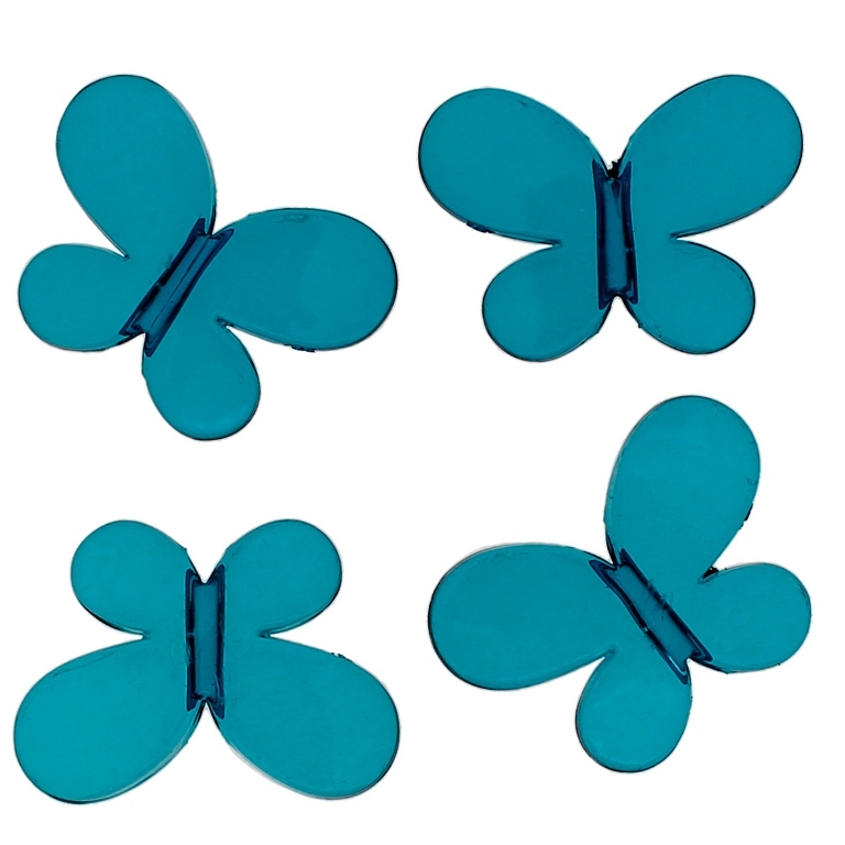 TRANSPARENT PLASTIC BEADS - BUTTERFLY 01 - SMOOTH 21x29x6mm TURQUOISE V18 - 50g Hole-3.0mm (26pcs.)