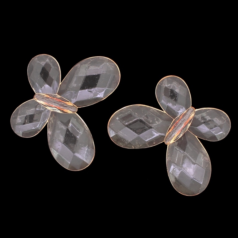 TRANSPARENT PLASTIC BEADS - BUTTERFLY 03 - FACETED 35x46x7mm BROWN (LIGHT) V61 - 50g Hole-2.5mm (9pcs.)