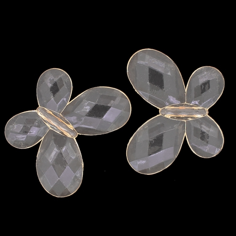 TRANSPARENT PLASTIC BEADS - BUTTERFLY 03 - FACETED 35x46x7mm CHAMPAGNE (DARK) V16 - 50g Hole-2.5mm (9pcs.)