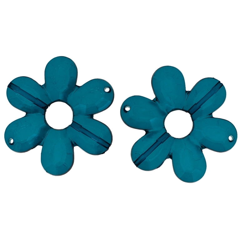 TRANSPARENT PLASTIC BEADS - FLOWER 04 FACETED - INNER HOLE 10.5mm - 45x6mm TURQUOISE V18 - PACKAGE 500g Hole-2.0mm (85pcs.)