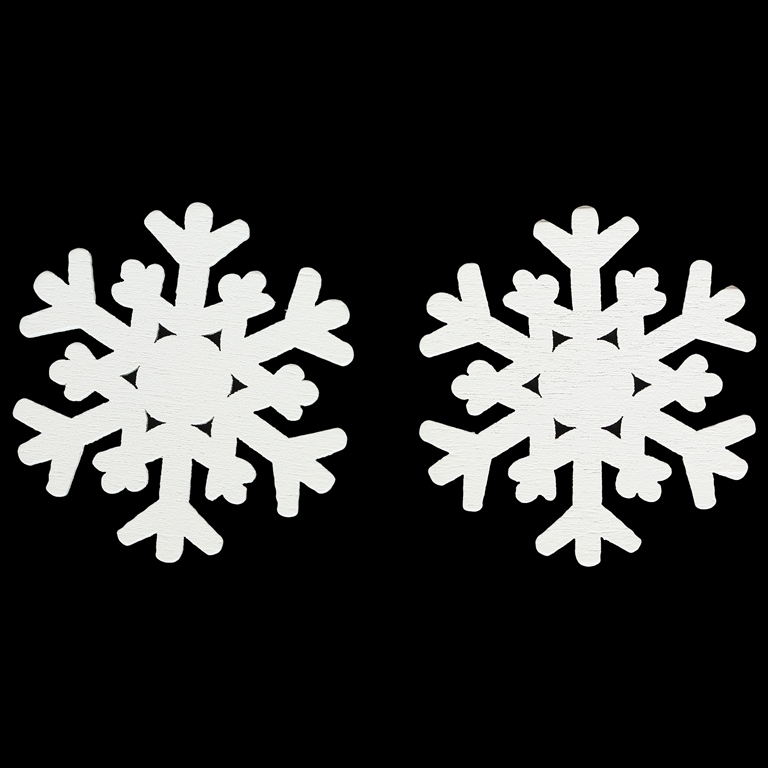 WOODEN BEADS LACE TYPE - CHRISTMAS FOR GLUING - SNOWFLAKE 02 - 63x2mm WHITE - PACKAGE 50pcs.