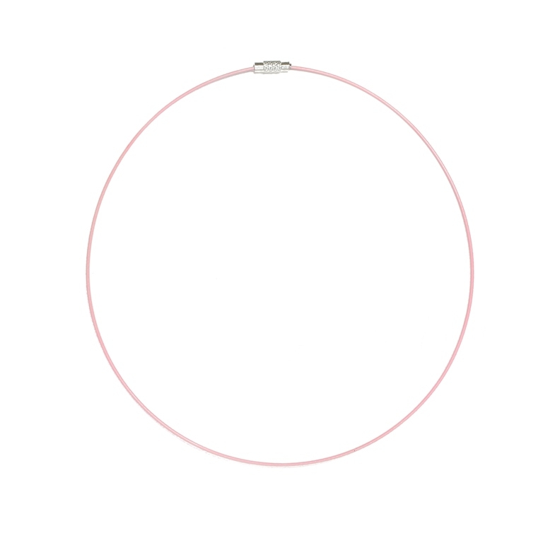 STRING WITH CLASP - STEEL CORD 1mm - NECKLACE - 145mm CORAL PINK - 1pc.