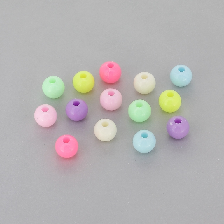 OPAQUE PLASTIC BEADS - BALL - 8mm MIX PINK (LIGHT) (ELECTRICAL) - 50g Hole-2.6mm (204pcs.)