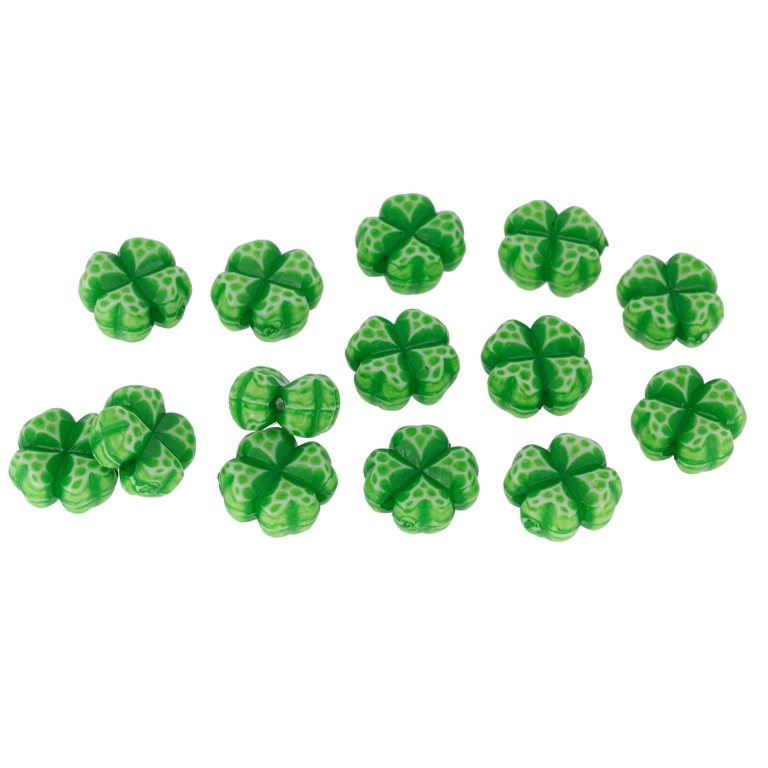 COLOR WASHED PLASTIC BEADS - CLOVER - 11x6mm GREEN - 50g Hole-1.3mm (108pcs.)