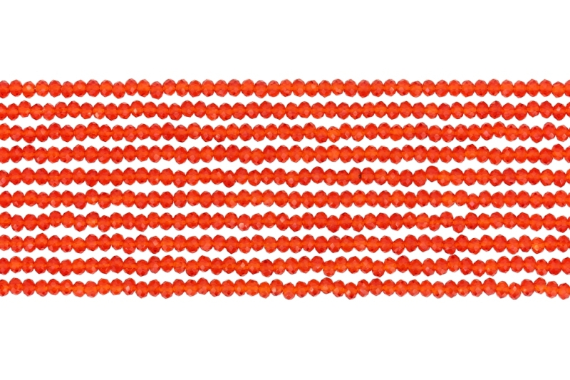 СТЪКЛЕНИ МЪНИСТА - КРИСТАЛИ - 2.5х2мм - ПРОЗРАЧНИ - ЧЕРВЕНО СВ. 032 - НАНИЗ (166 бр.) Отвор-0.8мм