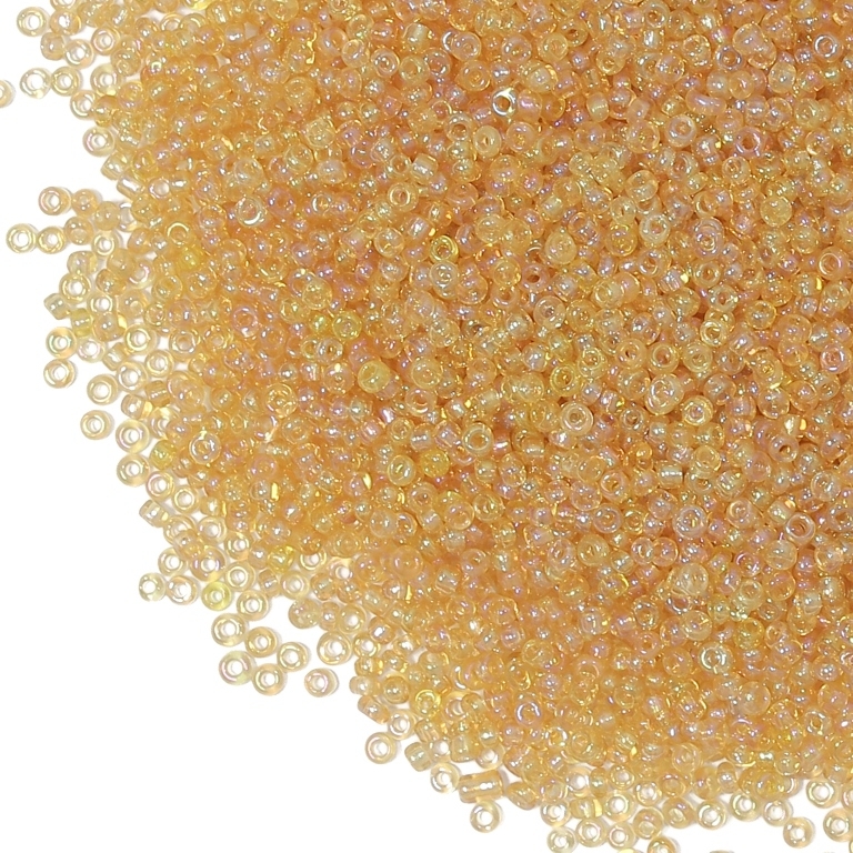 GLASS SEED BEADS - BALL 2mm - TRANSPARENT RAINBOW - GOLD 162 - 50g Hole-0.8mm