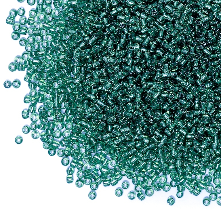 GLASS SEED BEADS - BALL 2mm - SILVER LINED - TURQUOISE 51А - 50g Hole-0.8mm