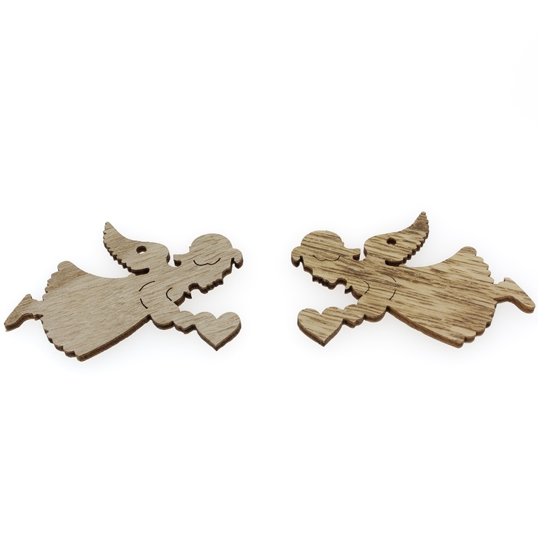 LASER CUT WOODEN FIGURES - CHRISTMAS - GIRL ANGEL 02 (China) - 70x5.5x3mm NATURAL (DARK) - 2pcs. Hole-2.8mm