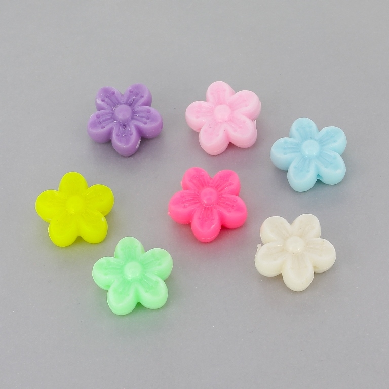 OPAQUE PLASTIC BEADS - FLOWER 10 - 15x7mm MIX PINK (LIGHT) (ELECTRICAL) - PACKAGE 500g Hole-1.8mm (680pcs.)