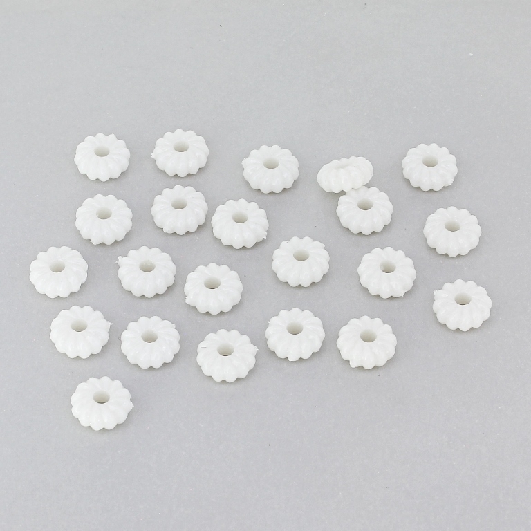 OPAQUE PLASTIC BEADS - WASHER DONUT - 3x8mm WHITE С01 - 50g Hole-2.5mm (313pcs.)