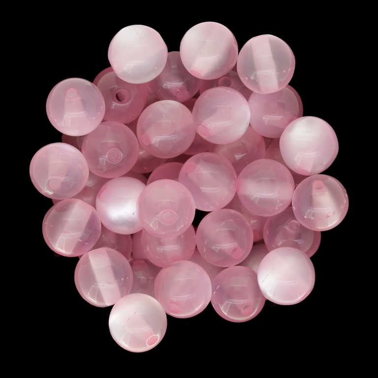 RESIN PLASTIC BEADS - CAT'S EYE - BALL - 10mm PINK (LIGHT) - PACKAGE 1000pcs. Hole-2.0mm