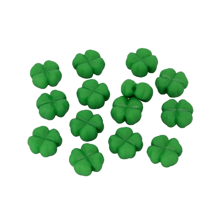 OPAQUE MATTE PLASTIC BEADS - CLOVER - 11x6mm GREEN (DARK) С24 - 50g Hole-1.8mm (100pcs.)