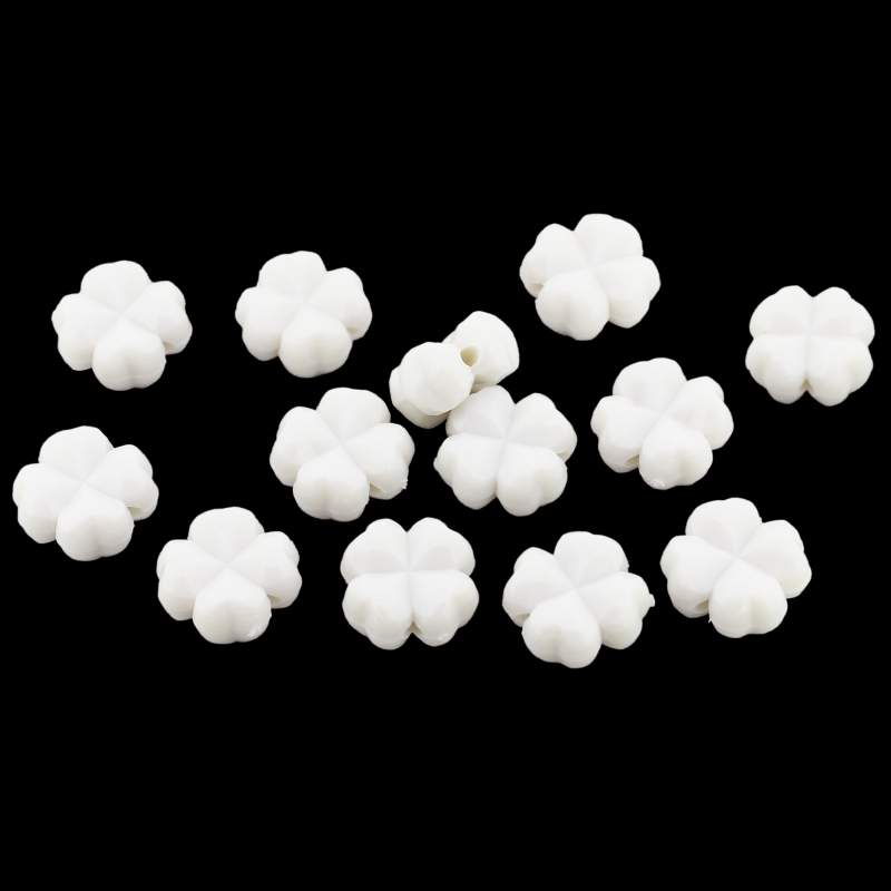 OPAQUE MATTE PLASTIC BEADS - CLOVER - 11x6mm WHITE - 50g  Hole-1.8mm (100pcs.)