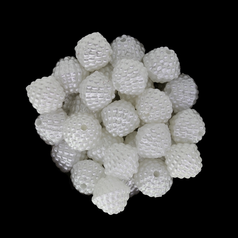 ACRYLIC IMITATION PLASTIC PEARLS EMBOSSED - BICONUS ROUGH - 11x12mm WHITE - 50g Hole-2.0mm (66pcs.)