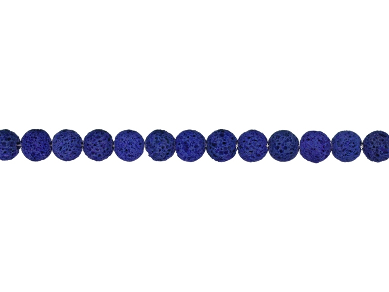 NATURAL STONE BEADS - LAVA STONE BLUE (DARK) - 8mm - STRING (48pcs.) Hole-1.6mm