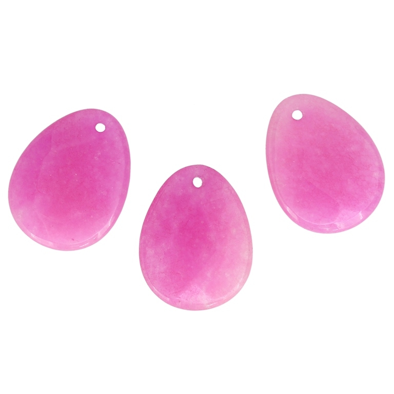 NATURAL STONE PENDANT - DROP FLAT 01 FACETED - 22x28x5mm - QUARTZ PINK (DARK) - 2pcs. Hole-2.0mm